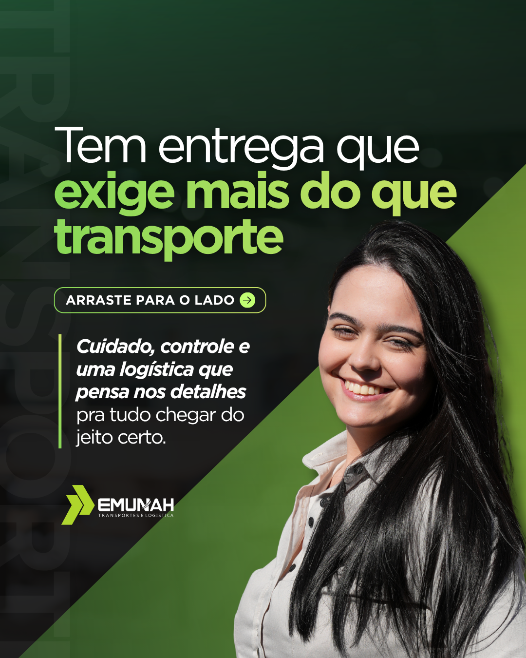 Criativo produzido pela V3 Impulsionar — Emunah Logística